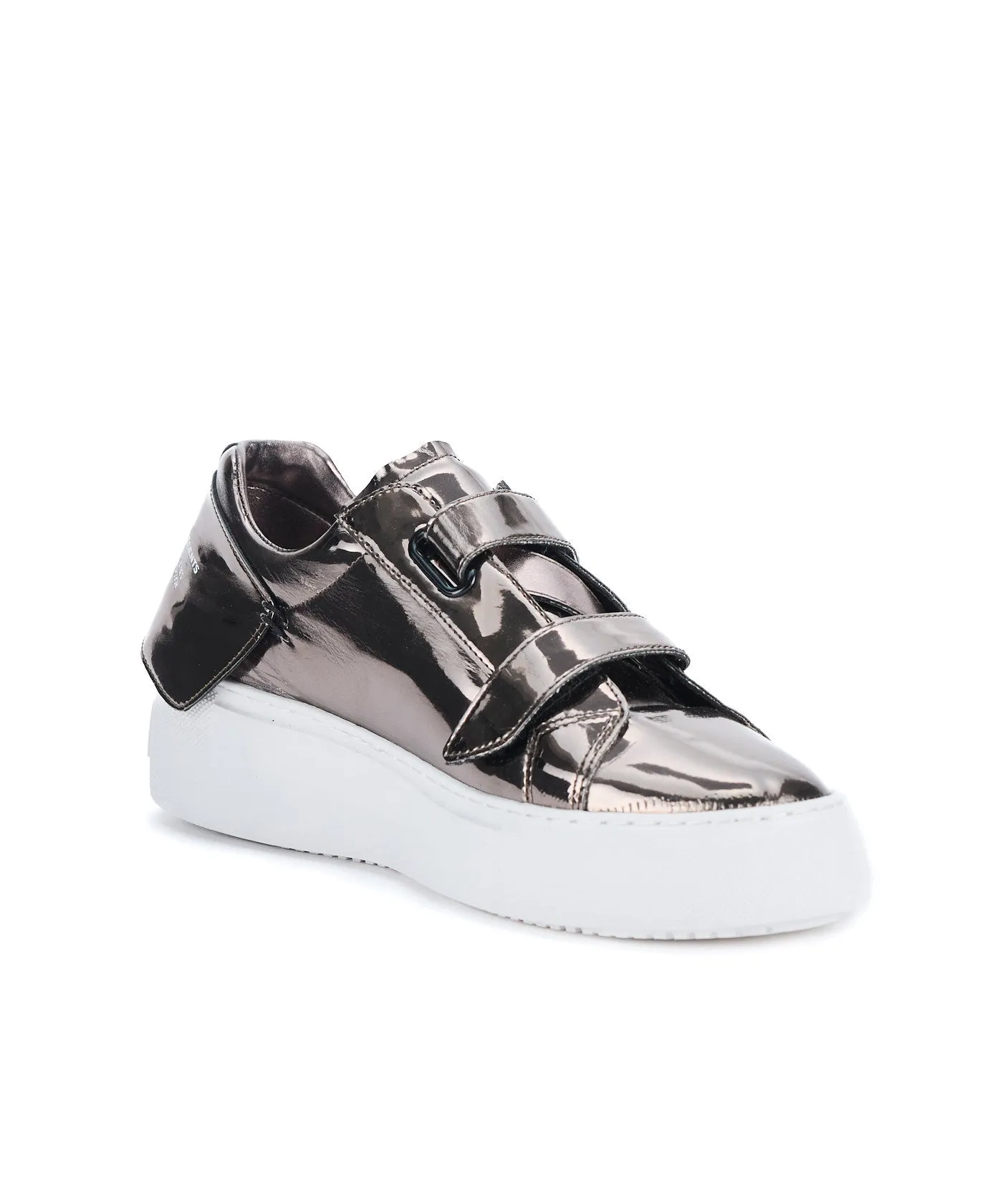 Velcro Strap Tennis Sneakers - Metal/Black