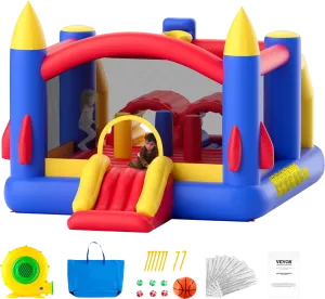 Vevor Inflatable Bounce House 160" x 94" x 96" Outdoor Playhouse Trampoline for Kid Ages 3-8 Years New