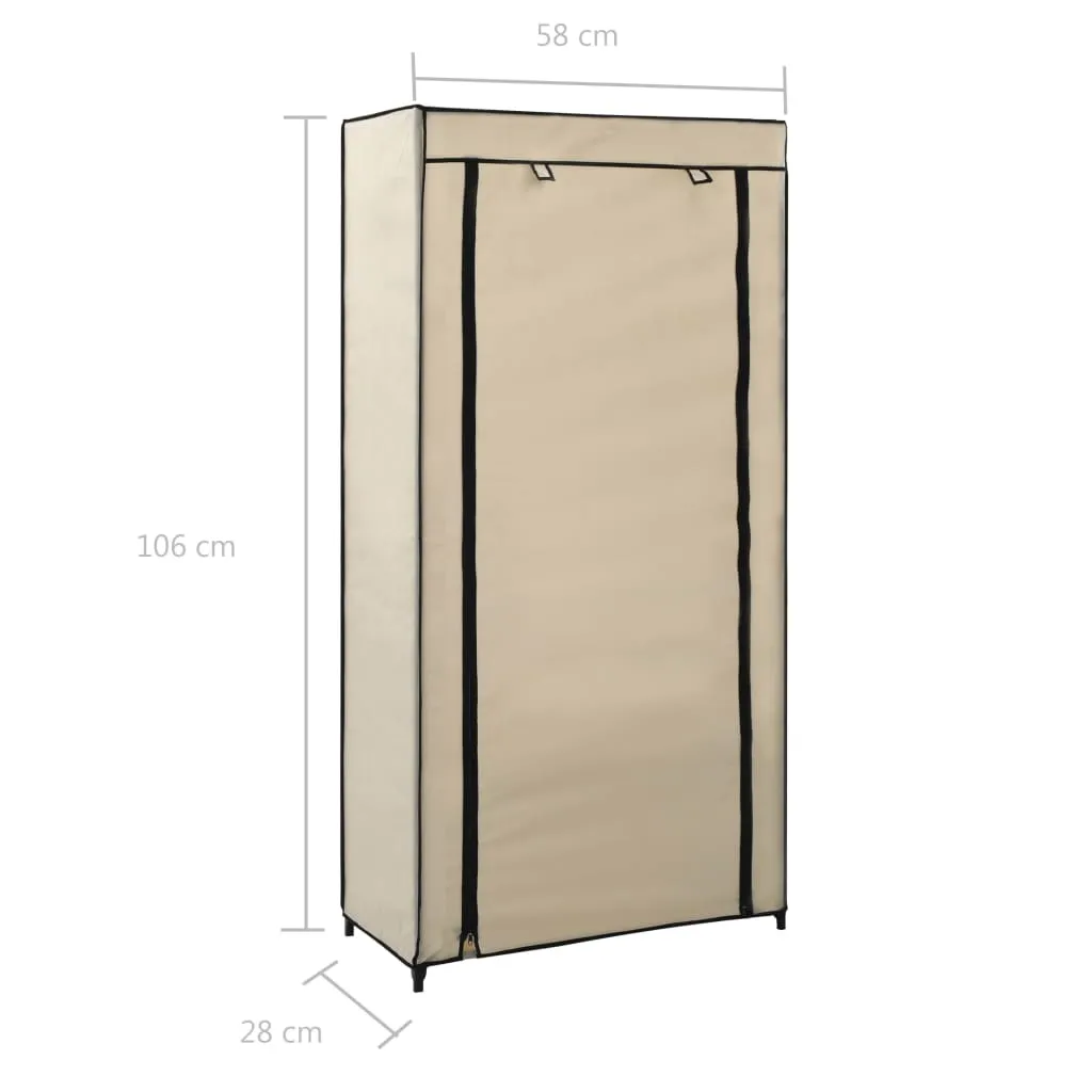 vidaXL Shoe Cabinet with Cover Cream 58x28x106 cm Fabric