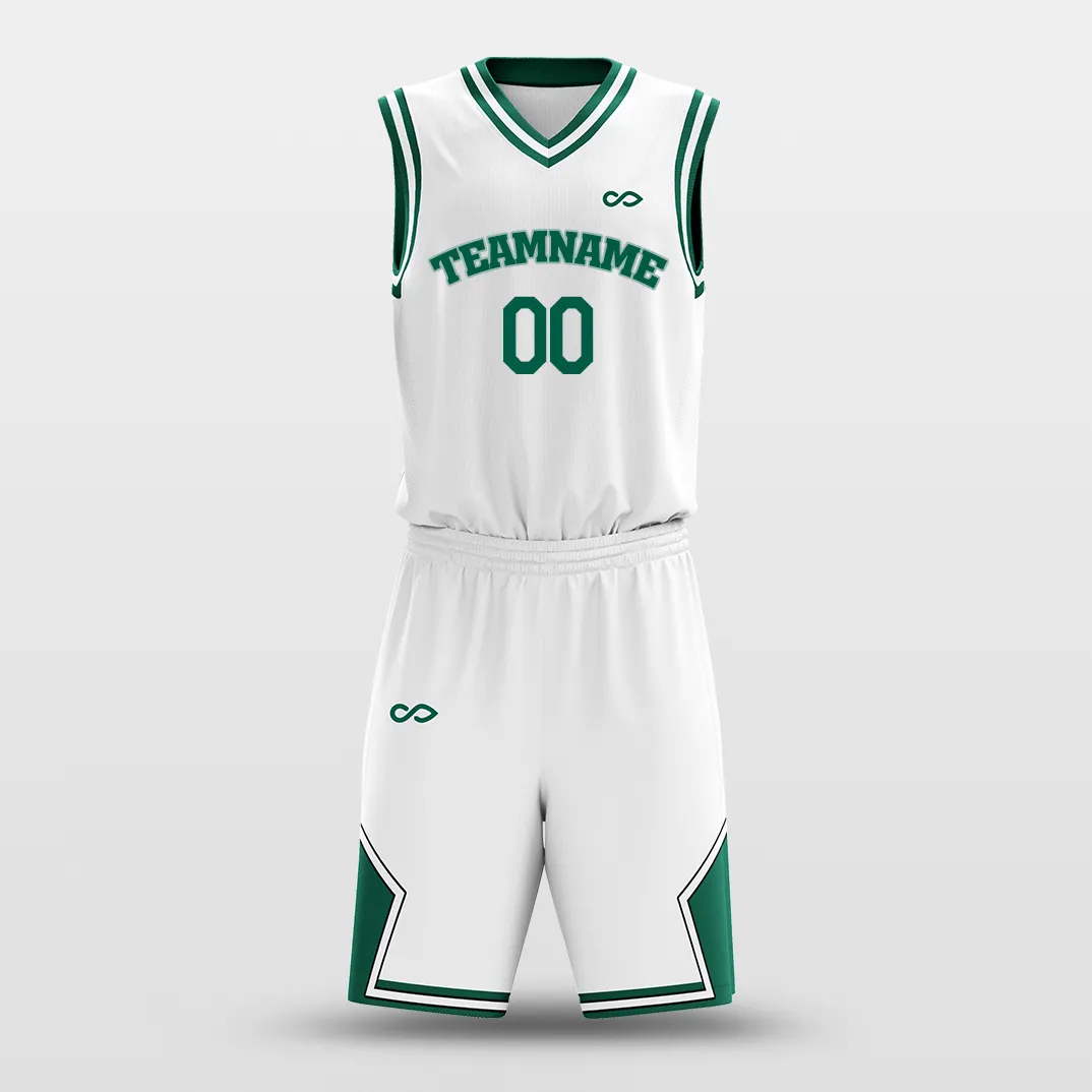 White Green - Custom Basketball Jersey Design for Team