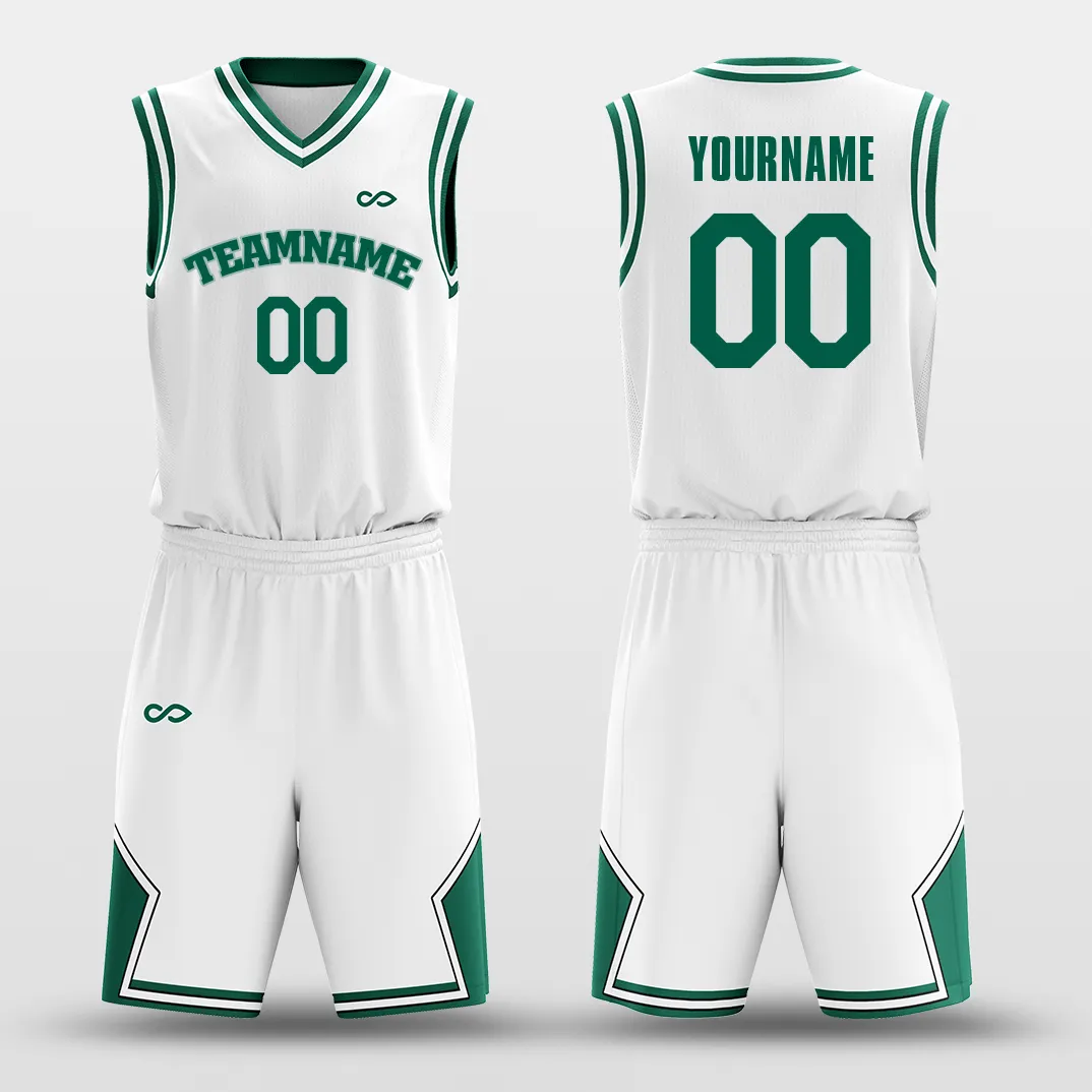 White Green - Custom Basketball Jersey Design for Team