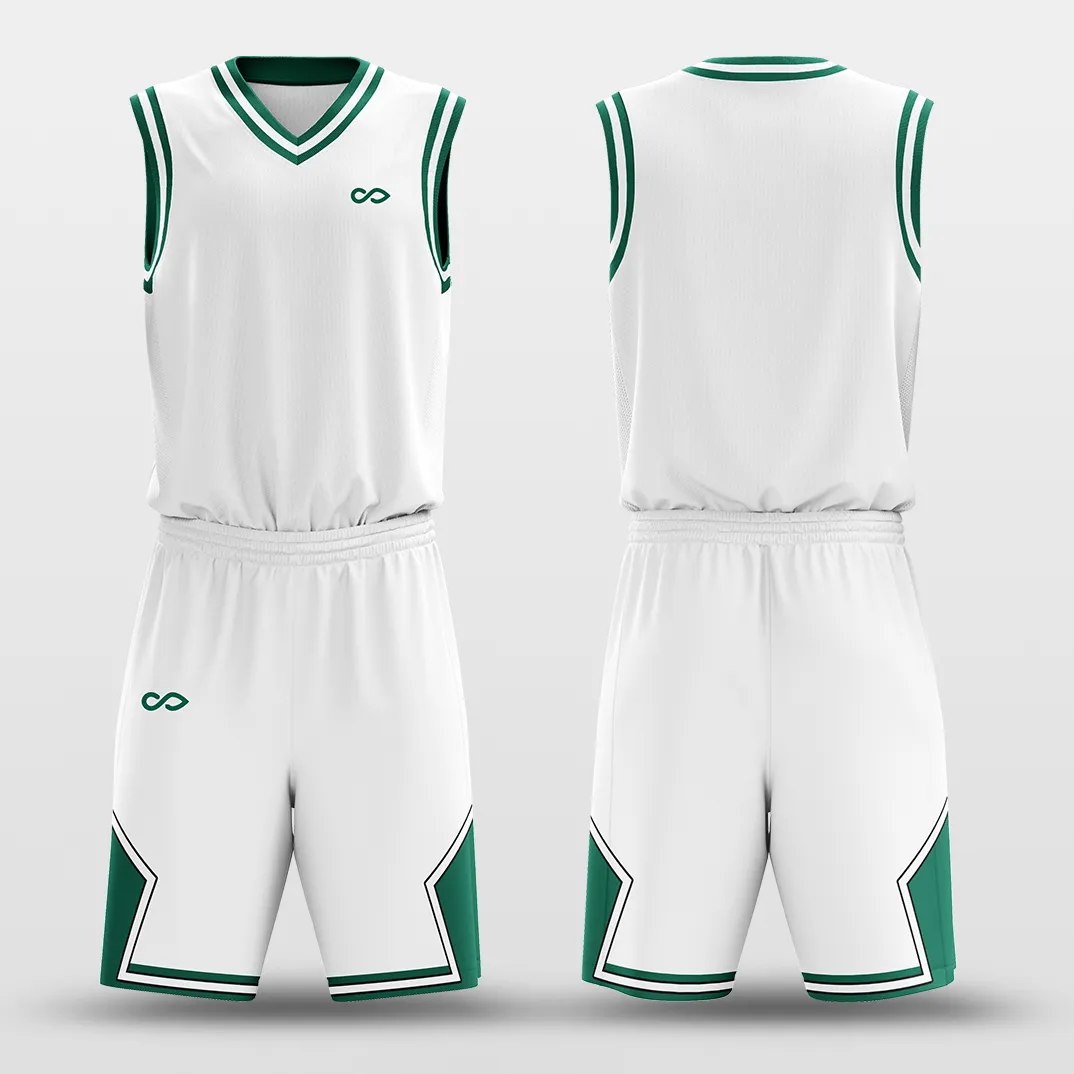 White Green - Custom Basketball Jersey Design for Team