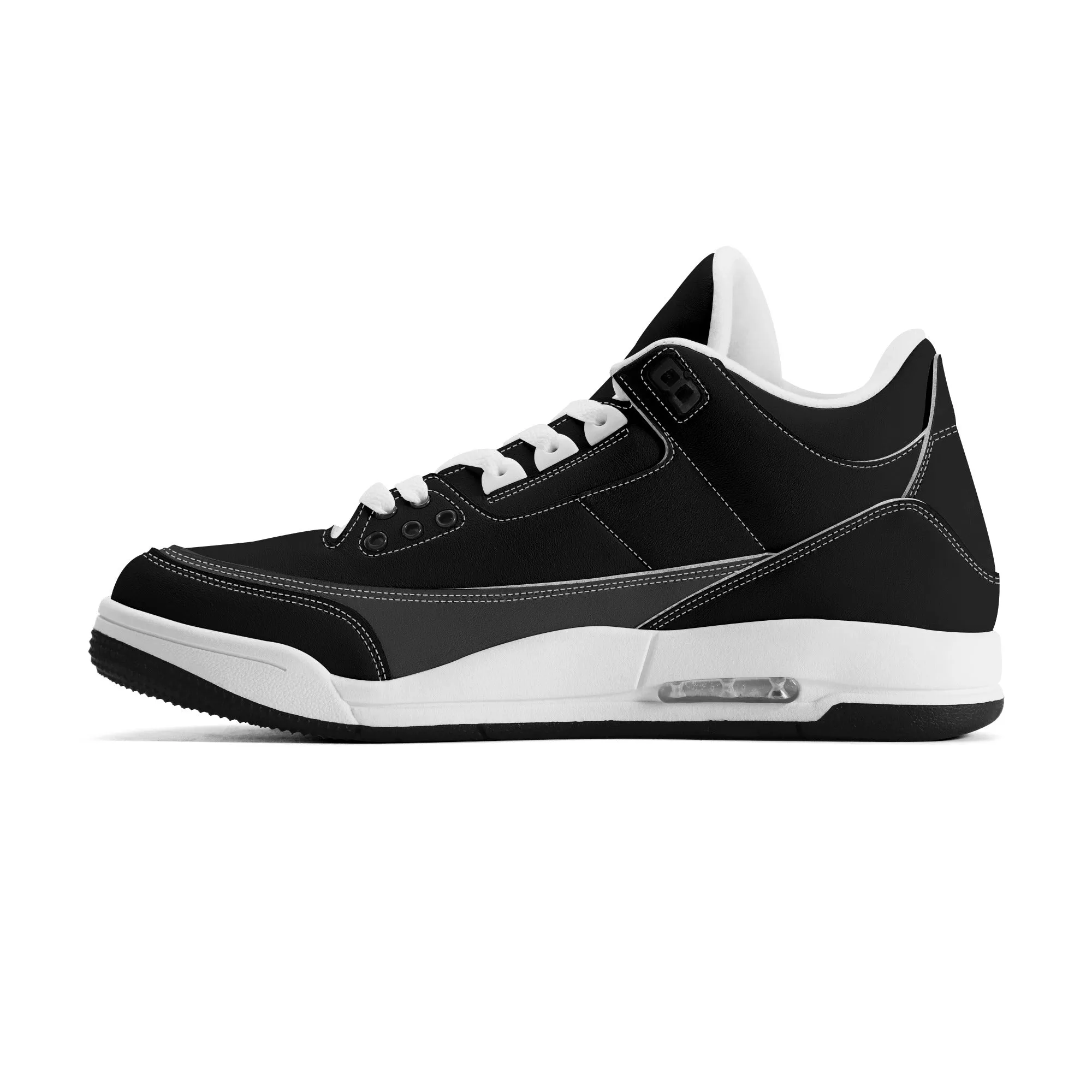 Women Leather Basketball Sneakers - Royal Black