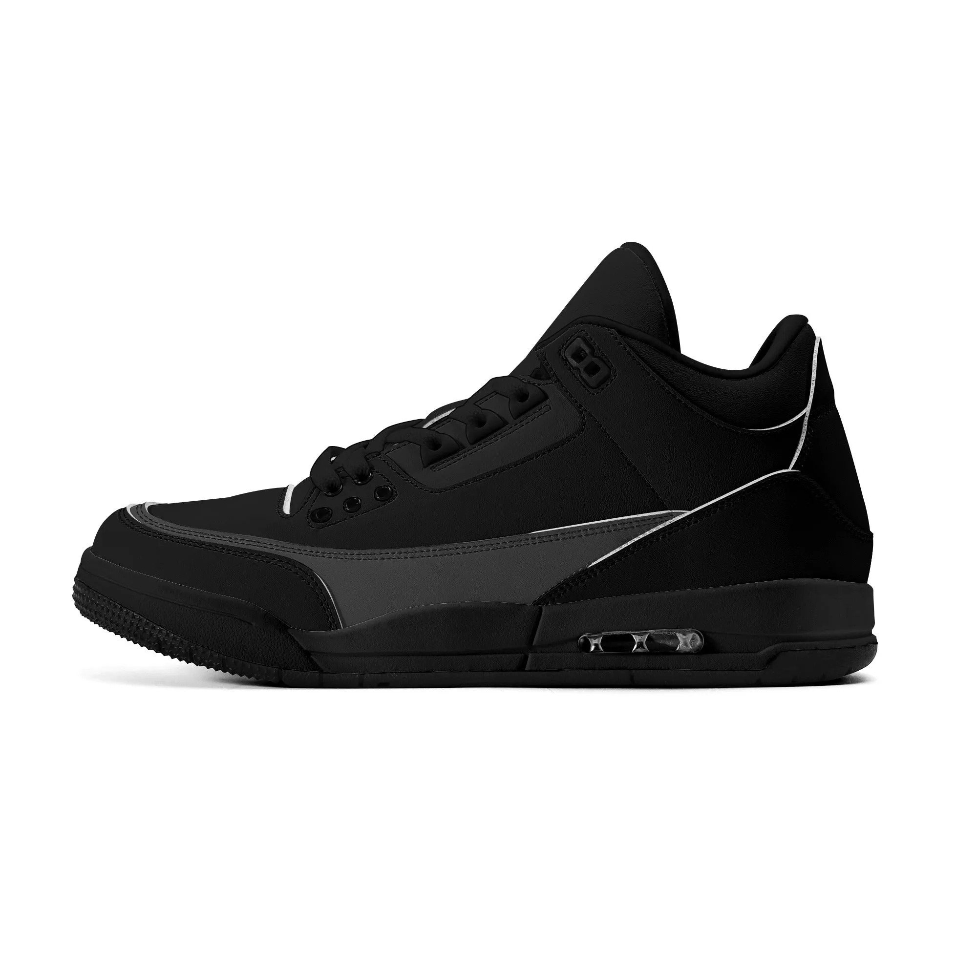 Women Leather Basketball Sneakers - Royal Black