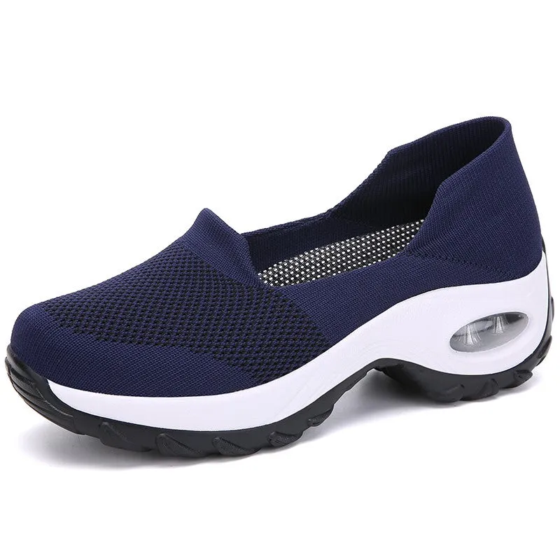 Women's breathable summer spring wedge air cushion elastic leisure jogging sneakers