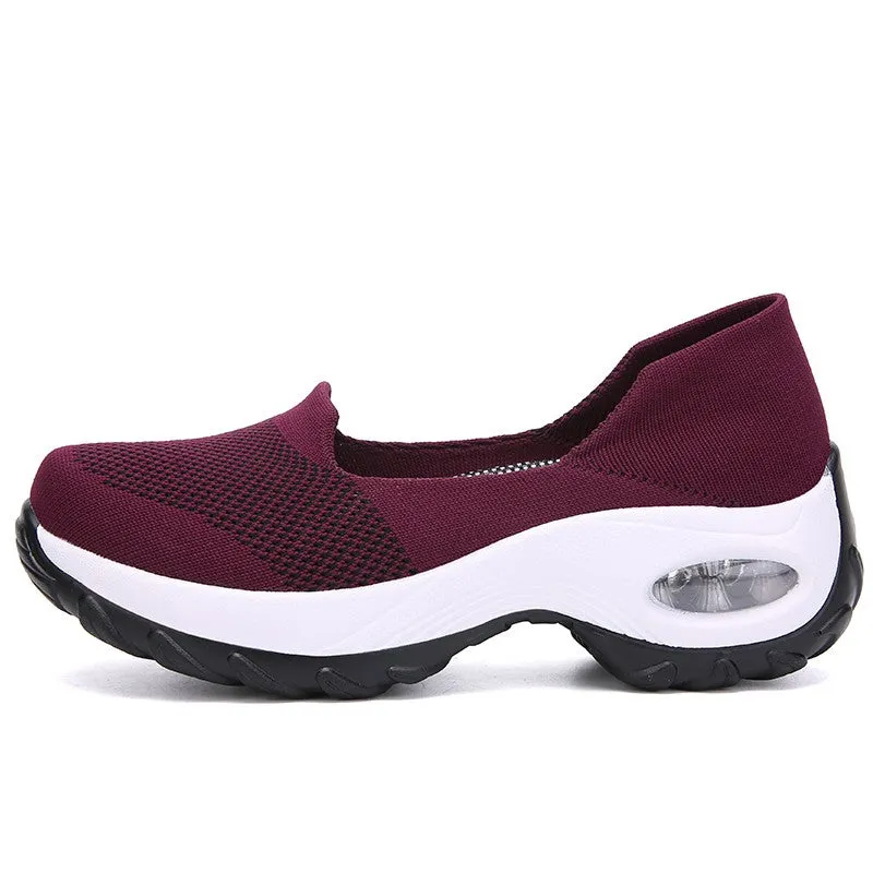 Women's breathable summer spring wedge air cushion elastic leisure jogging sneakers