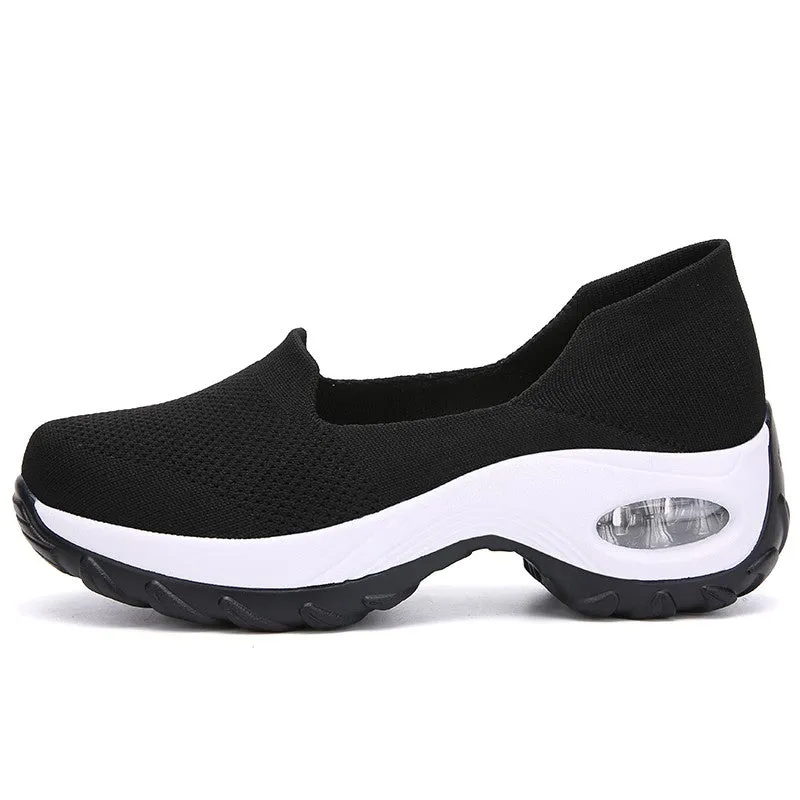 Women's breathable summer spring wedge air cushion elastic leisure jogging sneakers