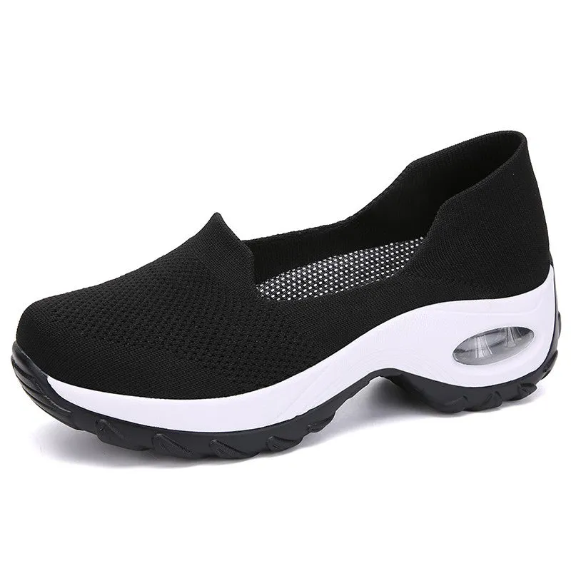 Women's breathable summer spring wedge air cushion elastic leisure jogging sneakers