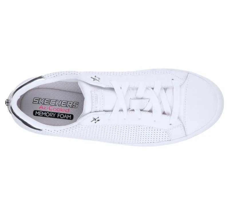 Womens Skechers Hi-Lites Perf-Ect White Lace Up Sport Shoes