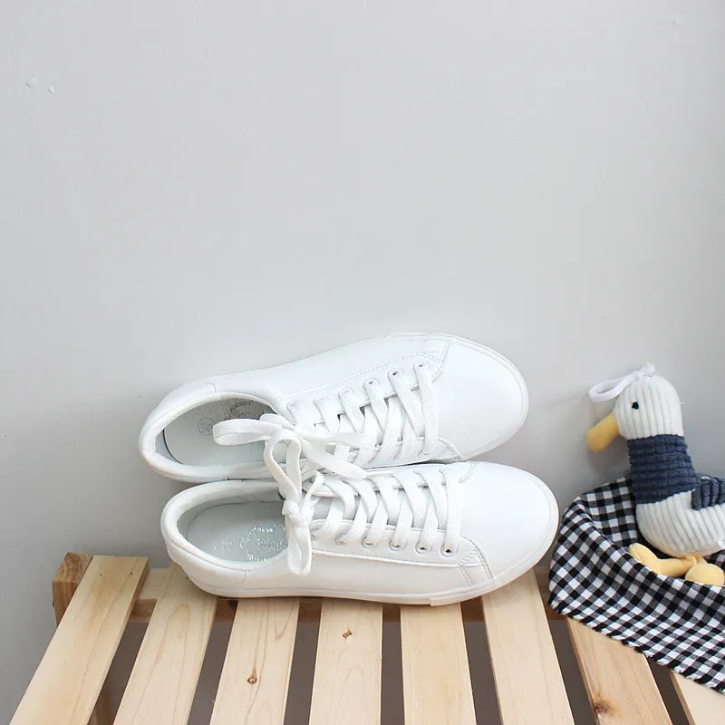 Women's Style White Four Simple Flat Street Shooting Canvas Shoes