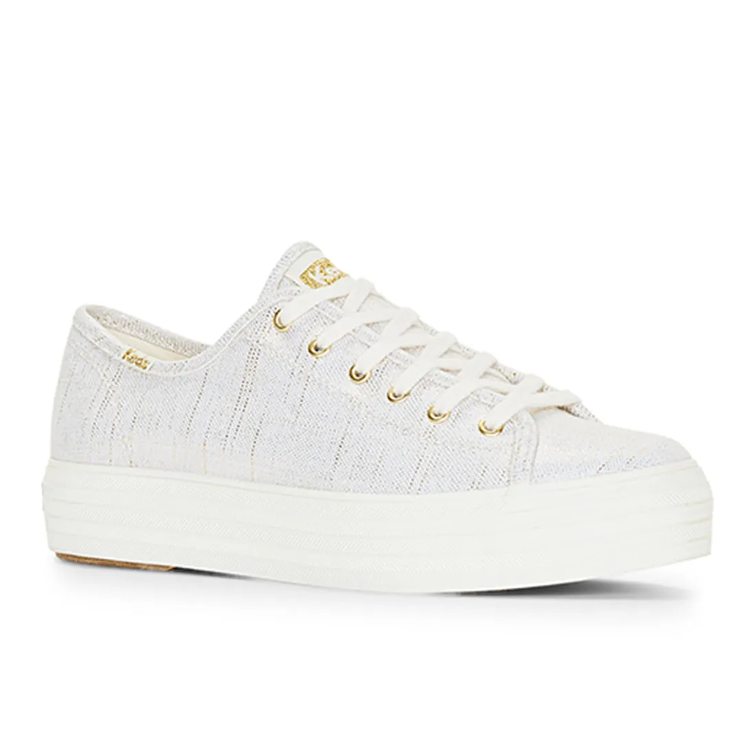 Women's Triple Kick Metalic Textile Sneakers Gold (WF67439)