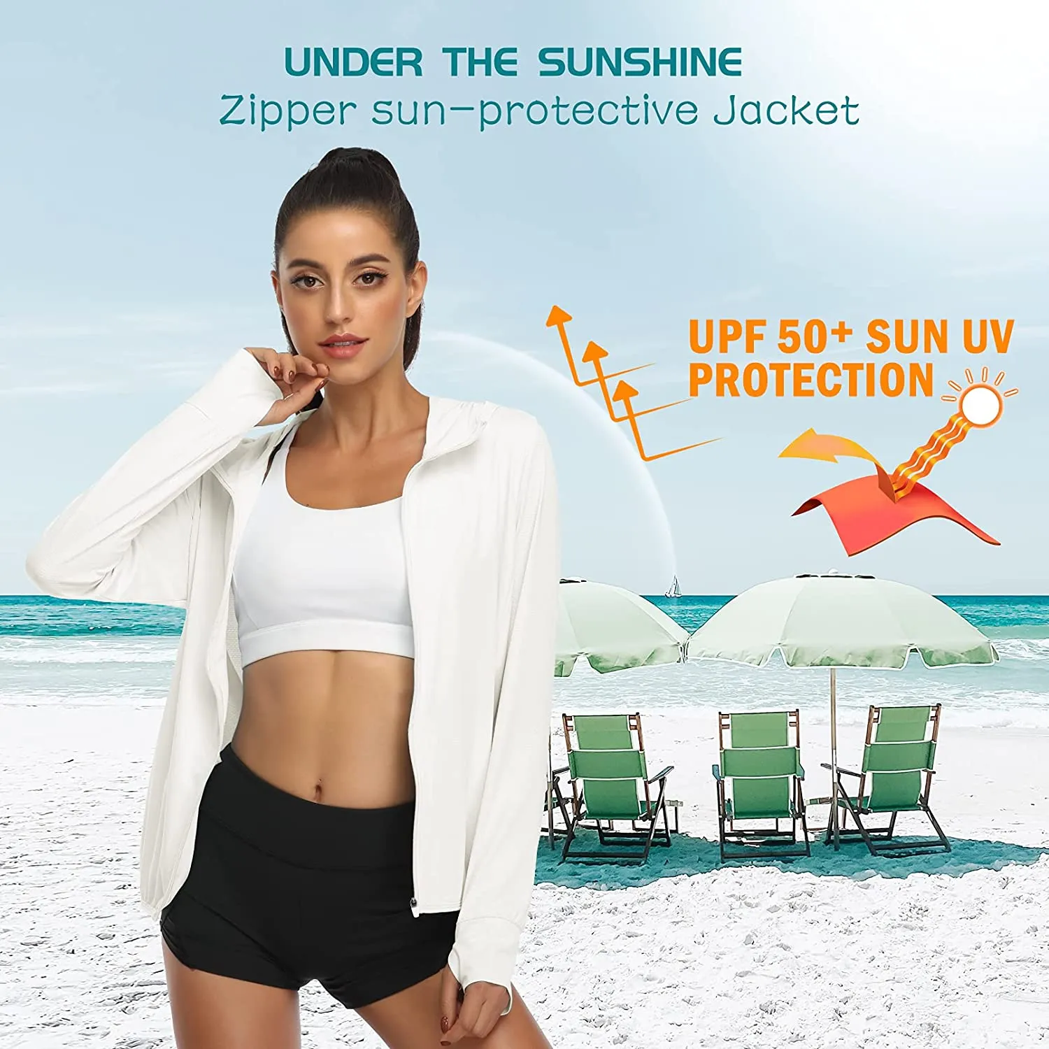 Womens UPF 50  UV Sun Protection Running Hiking Outdoors Performance Long Sleeve Hoody