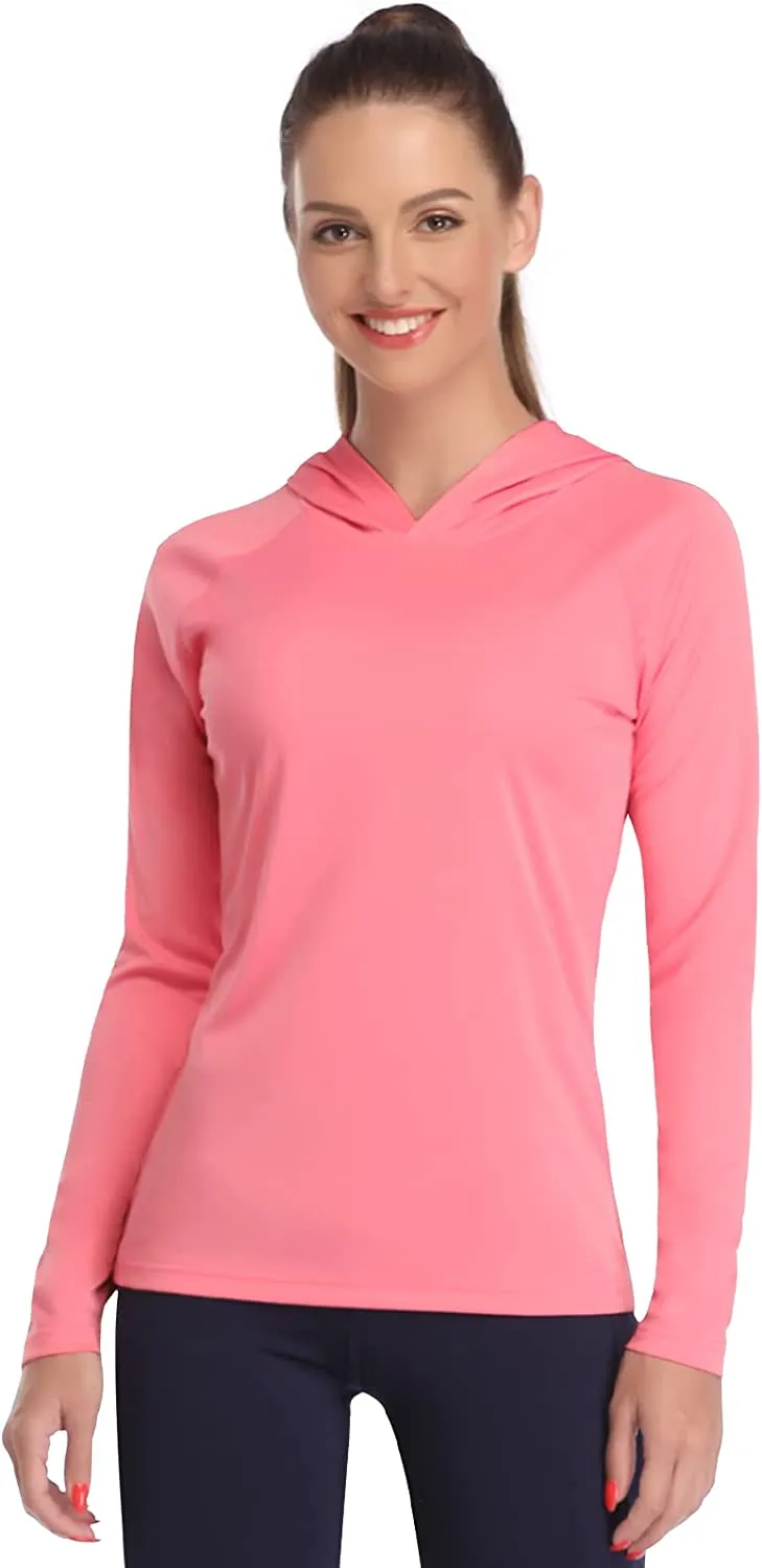 Womens UPF 50  UV Sun Protection Running Hiking Outdoors Performance Long Sleeve Hoody