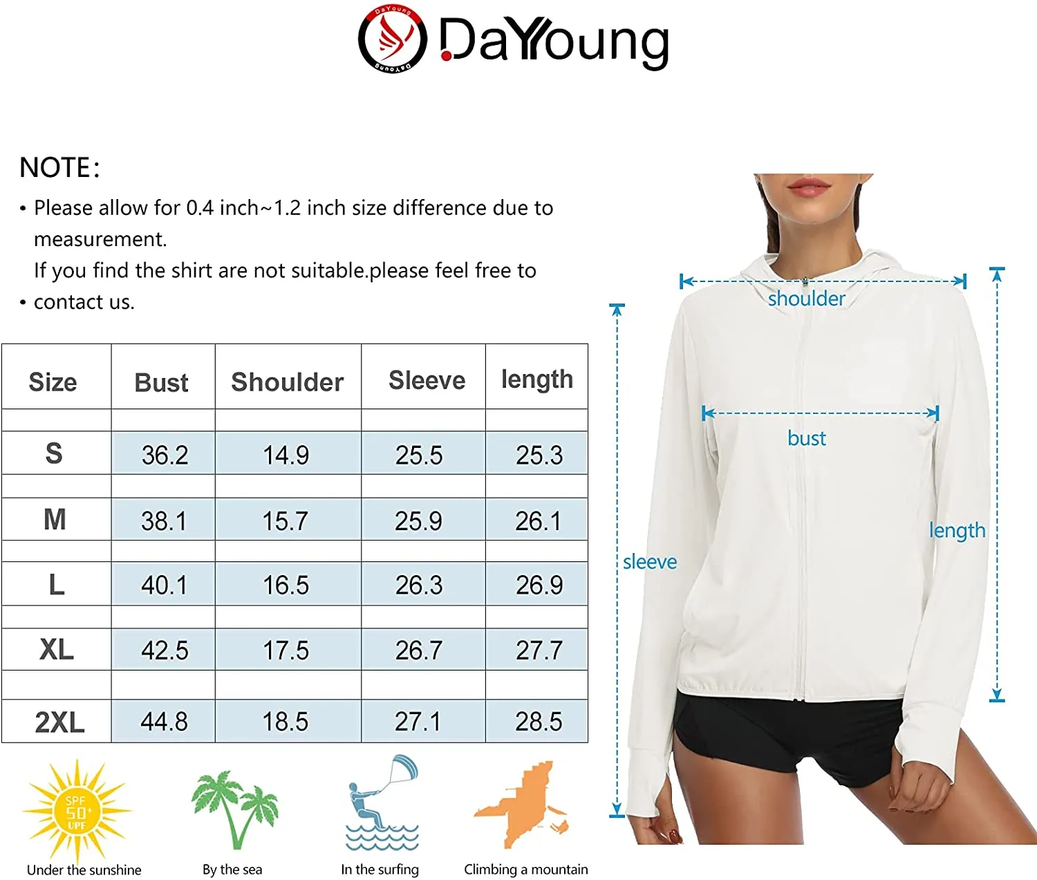 Womens UPF 50  UV Sun Protection Running Hiking Outdoors Performance Long Sleeve Hoody