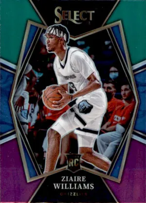 Ziaire Williams, RC, Premier Level Green & Purple Prizm, 2021-22 Panini Select Basketball NBA